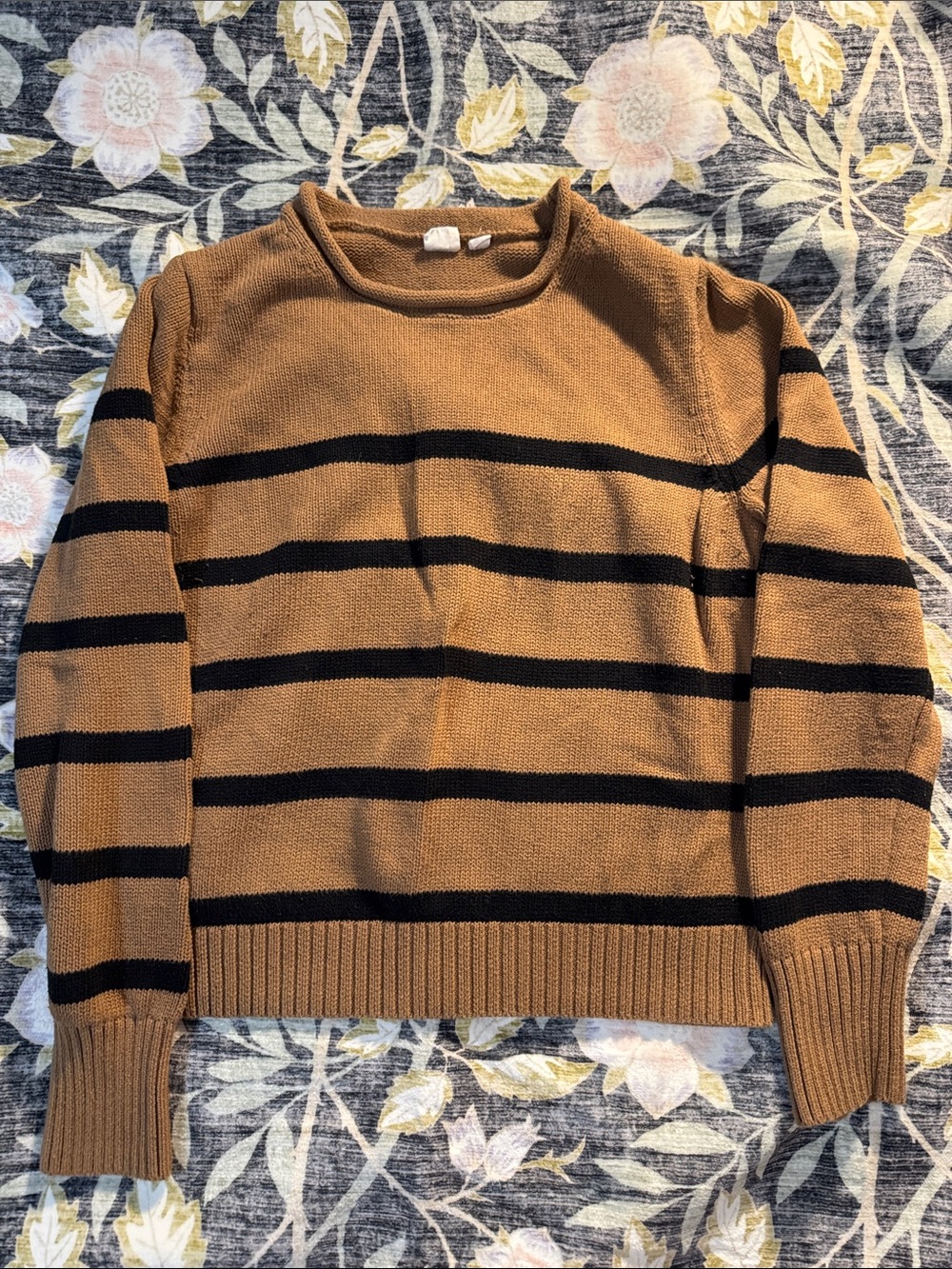 GAP Tan Rollneck Sweater with Navy Stripes